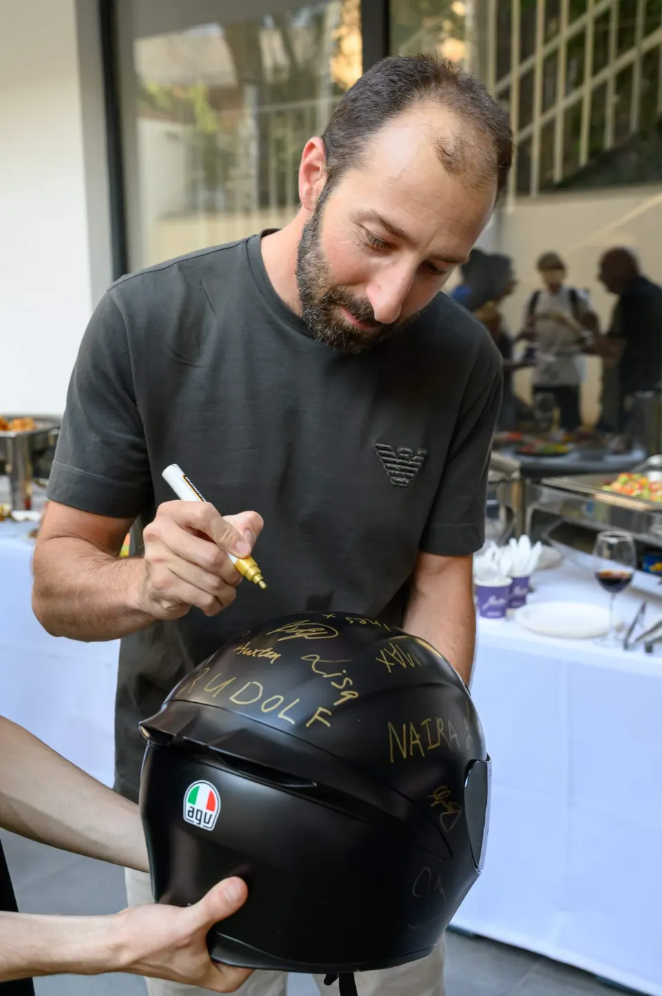 Details of signatures on the helmet