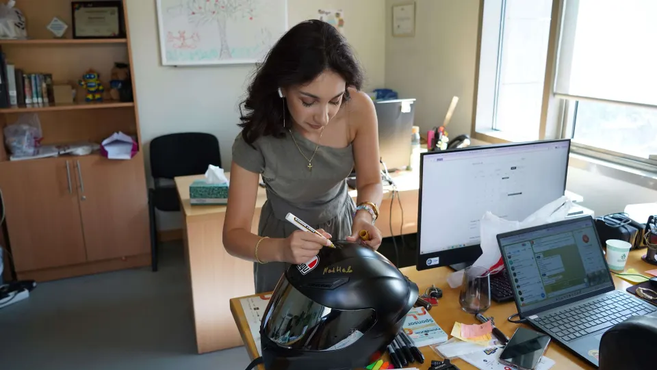The signed helmet