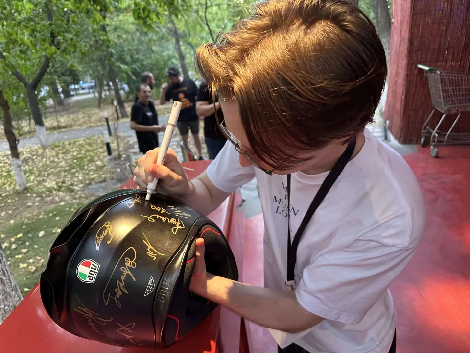 The signed helmet