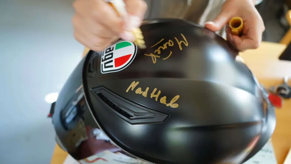 The signed helmet at PyData & PyCon Yerevan 2026
