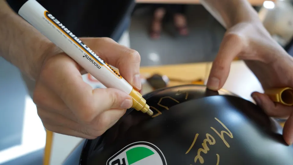The signed helmet