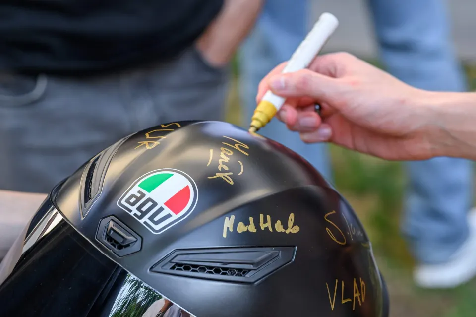 The signed helmet